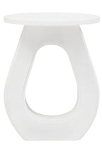 Whitewash Finish Mango Wood Accent Table with Horseshoe Cutout Base | Walsa