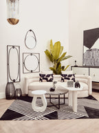 Whitewash Finish Mango Wood Accent Table with Horseshoe Cutout Base | Walsa