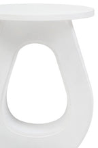 Whitewash Finish Mango Wood Accent Table with Horseshoe Cutout Base | Walsa