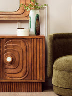 Two Door Mango Wood Carved Sideboard | Sangar