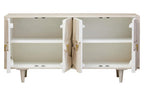 Four Door Whitewash Mango Wood Abstract Sideboard | Sita
