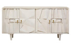 Four Door Whitewash Mango Wood Abstract Sideboard | Sita
