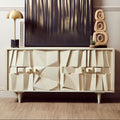 Four Door Whitewash Mango Wood Abstract Sideboard | Sita