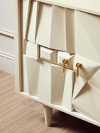 Four Door Whitewash Mango Wood Abstract Sideboard | Sita