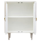 Two Door Whitewash Mango Wood Abstract Cabinet | Sita
