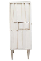 Two Door Whitewash Mango Wood Abstract Cabinet | Sita