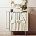 Two Door Whitewash Mango Wood Abstract Cabinet | Sita