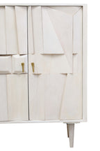 Two Door Whitewash Mango Wood Abstract Cabinet | Sita