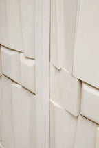 Two Door Whitewash Mango Wood Abstract Cabinet | Sita