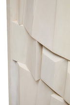 Two Door Whitewash Mango Wood Abstract Cabinet | Sita