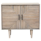 Two Door Greywash Carved Mango Wood Sideboard | Satna