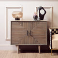 Two Door Greywash Carved Mango Wood Sideboard | Satna