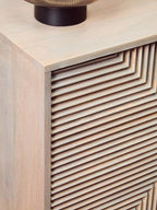 Two Door Greywash Carved Mango Wood Sideboard | Satna