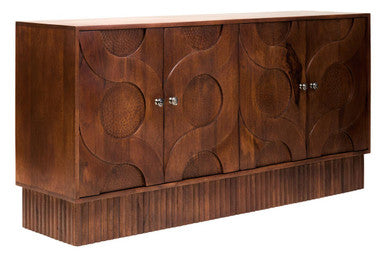 Four Door Mango Wood Hammered Sideboard | Siva