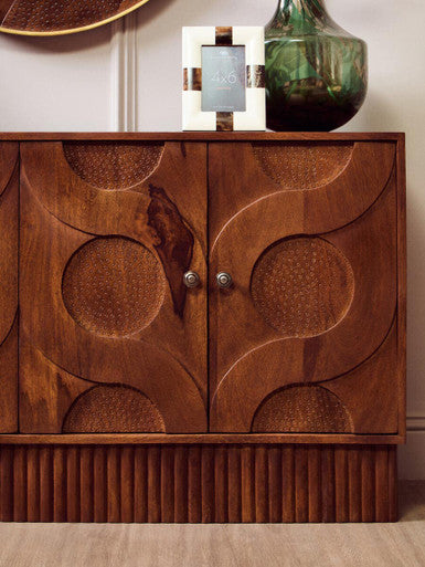 Four Door Mango Wood Hammered Sideboard | Siva