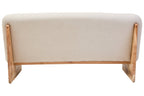 2 Seater Armless Cream Textured Linen Sofa with Wood Base | Parova