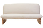 2 Seater Armless Cream Textured Linen Sofa with Wood Base | Parova