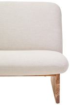 2 Seater Armless Cream Textured Linen Sofa with Wood Base | Parova