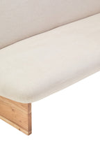 2 Seater Armless Cream Textured Linen Sofa with Wood Base | Parova