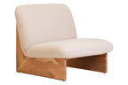 Cream Linen Textured Armless Chair with Wood Base | Parova