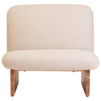 Cream Linen Textured Armless Chair with Wood Base | Parova