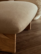 Cream Linen Textured Armless Chair with Wood Base | Parova