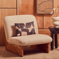 Cream Linen Textured Armless Chair with Wood Base | Parova