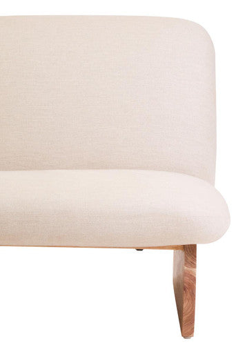 Cream Linen Textured Armless Chair with Wood Base | Parova