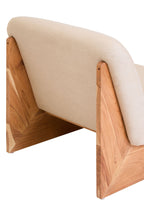 Cream Linen Textured Armless Chair with Wood Base | Parova