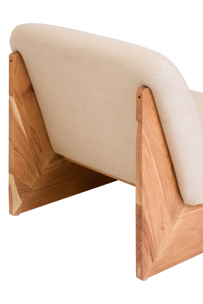 Cream Linen Textured Armless Chair with Wood Base | Parova