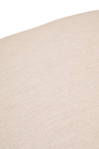 Cream Linen Textured Footstool with Wood Base | Parova