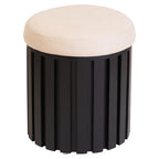 Black Finish Mango Wood and Cream Linen Stool | Perdoba