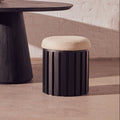 Black Finish Mango Wood and Cream Linen Stool | Perdoba
