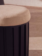Black Finish Mango Wood and Cream Linen Stool | Perdoba