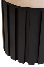 Black Finish Mango Wood and Cream Linen Stool | Perdoba