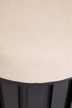 Black Finish Mango Wood and Cream Linen Stool | Perdoba