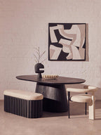 Cream Textured Linen Dining Chair with Black Metal Frame | Perdoba