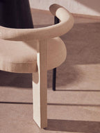 Cream Textured Linen Dining Chair with Black Metal Frame | Perdoba