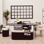 Cream Textured Linen Dining Chair with Black Metal Frame | Perdoba
