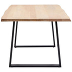 Natural Two-Tone Live Edge Mango Wood Dining Table with Black Metal Legs, Perdoba