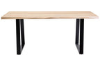 Natural Two-Tone Live Edge Mango Wood Dining Table with Black Metal Legs, Perdoba
