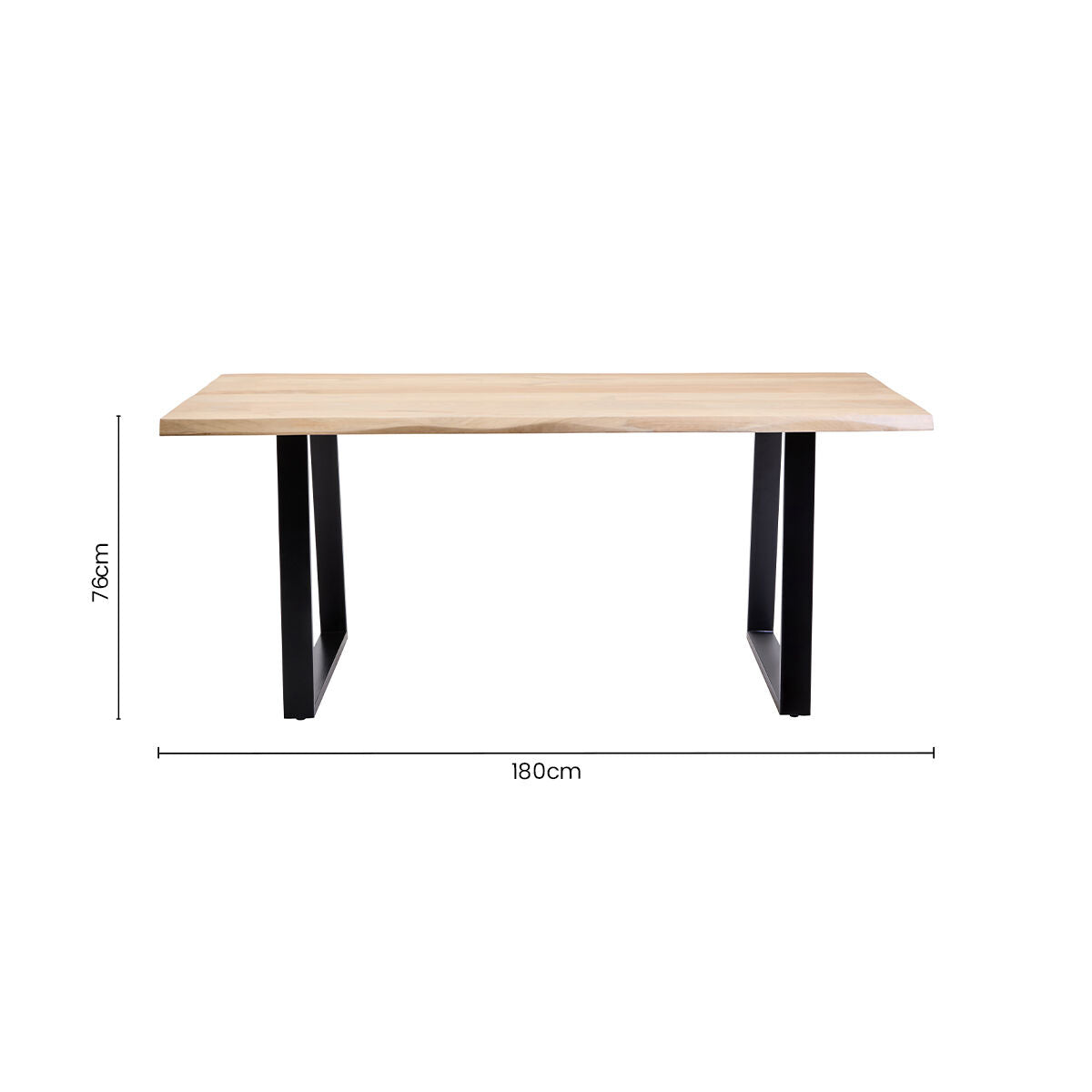 Natural Two-Tone Live Edge Mango Wood Dining Table with Black Metal Legs, Perdoba