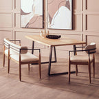 Natural Two-Tone Live Edge Mango Wood Dining Table with Black Metal Legs, Perdoba