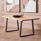 Natural Two-Tone Live Edge Mango Wood Dining Table with Black Metal Legs, Perdoba