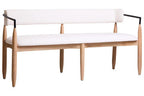 Cream Textured Fabric Dining Bench with Wood Frame | Persolo