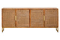 Mango Wood Paper Rope Detail Four Door Sideboard | Teora