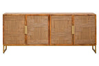 Mango Wood Paper Rope Detail Four Door Sideboard | Teora