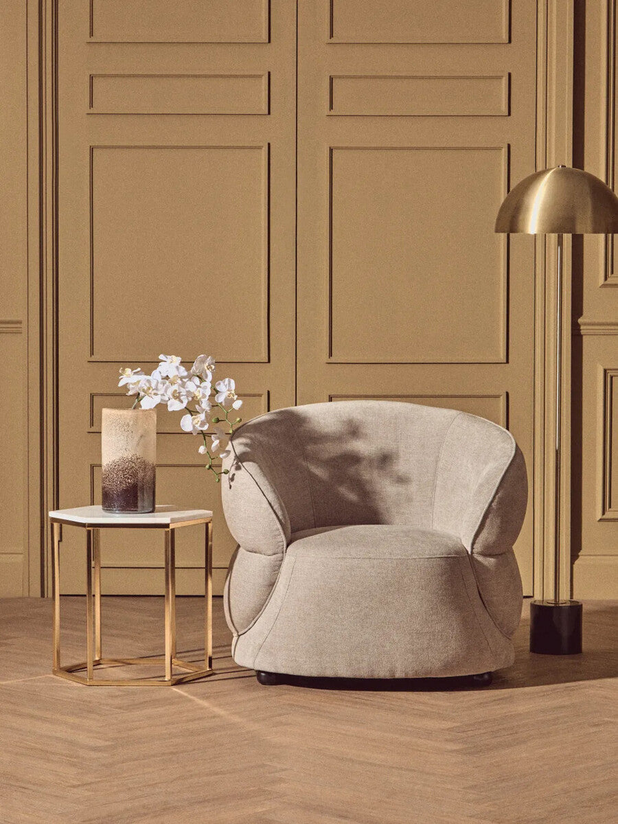Daphne Taupe Chenille Curved Chair