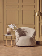 Daphne Taupe Chenille Curved Chair