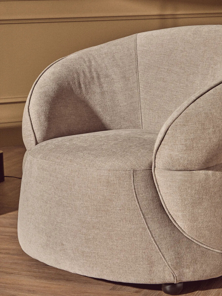 Daphne Taupe Chenille Curved Chair
